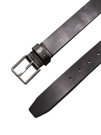 Calvin Klein Leather Metal-buckle Belt In Black