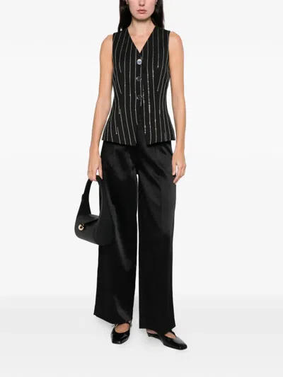Sandro Satin Trousers In Black