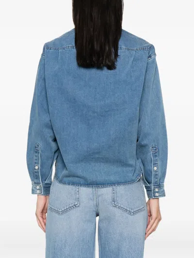 Sandro Embellished-collar Denim Shirt In Blue
