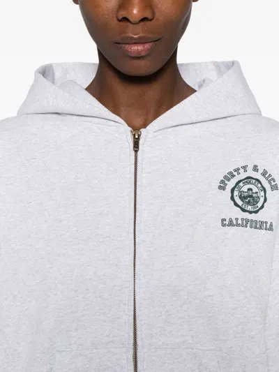 Sporty And Rich California Emblem Zip-up Hoodie In Gray