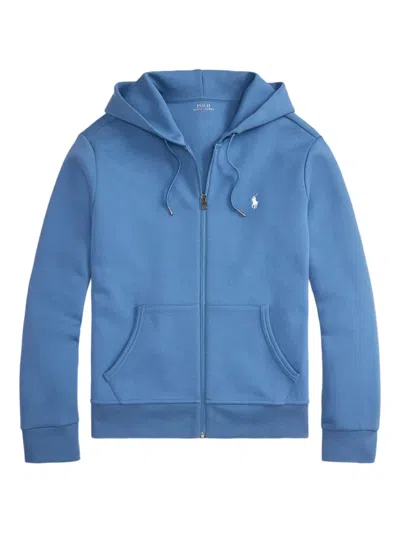 Polo Ralph Lauren Full-zip Logo-embroidery Hoodie In Blue