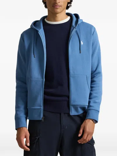 Polo Ralph Lauren Full-zip Logo-embroidery Hoodie In Blue