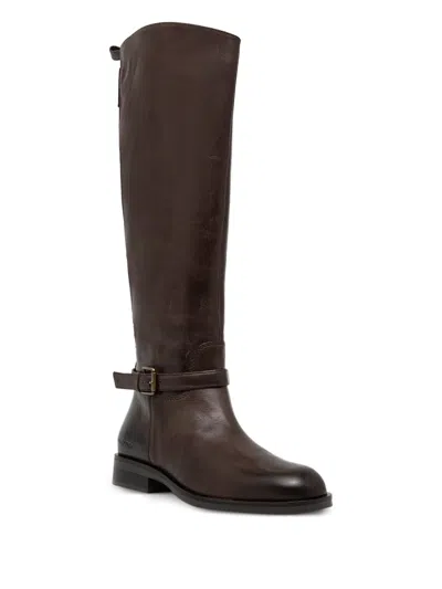 Marc O'polo Round-toe Strap Detail Boots In Brown