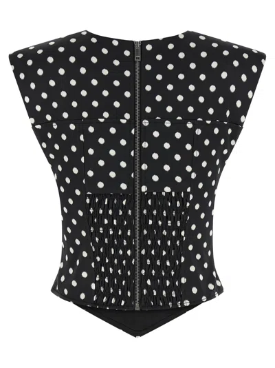 Ganni Polka Dot Top In Black