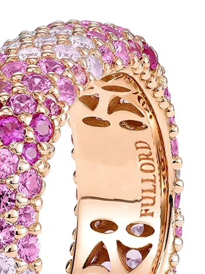 Fullord 18kt Rotgoldring Mit Pinken Saphiren Und Weissem Diamant In Pink