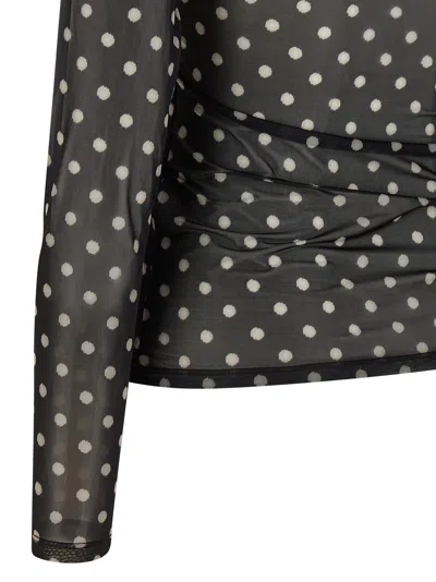 Ganni Printed Sheer Sweater In Black