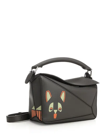 Loewe Puzzle Futurist Cat Handbags Brown In Black