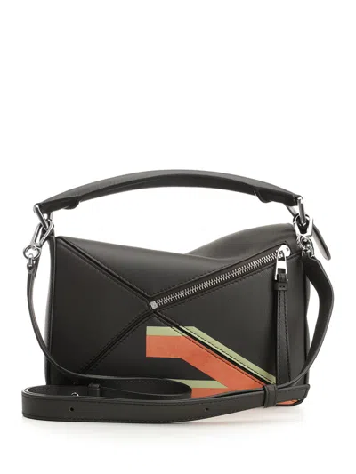 Loewe Puzzle Futurist Cat Handbags Brown In Black