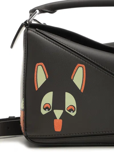 Loewe Puzzle Futurist Cat Handbags Brown In Black