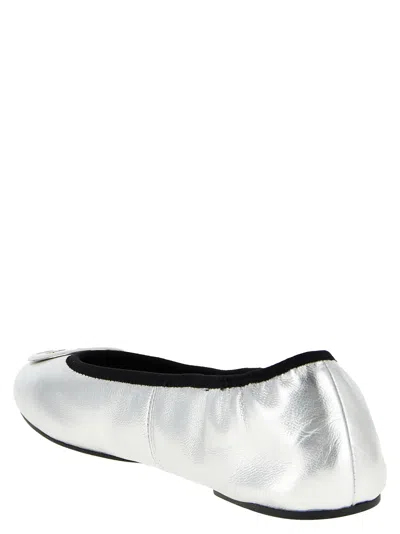 Tory Burch Reva Travel Flat Shoes Silver In Silver