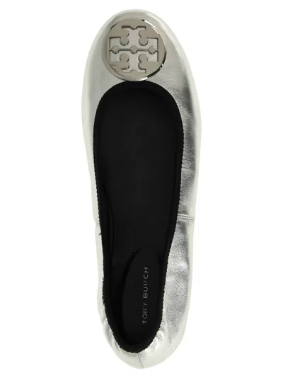 Tory Burch Reva Travel Flat Shoes Silver In Silver