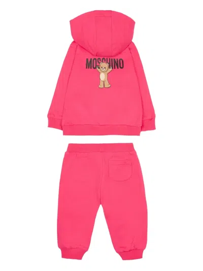 Moschino Ribbed-edges Tracksuit In Pink