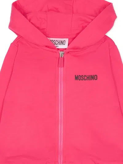 Moschino Ribbed-edges Tracksuit In Pink