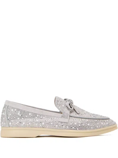 Nicoli Aurelia Embellished Bow-detail Loafers In Gray