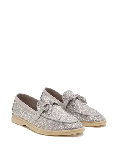 Nicoli Aurelia Embellished Bow-detail Loafers In Gray