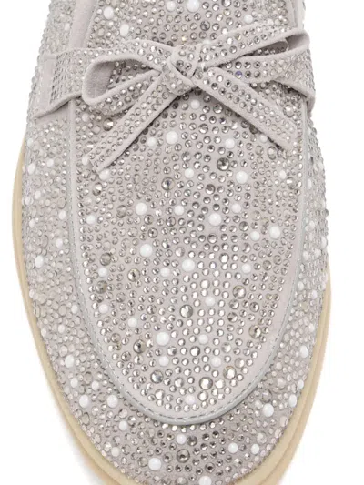 Nicoli Aurelia Embellished Bow-detail Loafers In Gray