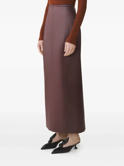 Lanvin Button-detail Midi Skirt In Brown