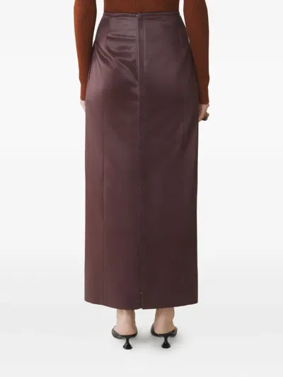 Lanvin Button-detail Midi Skirt In Brown