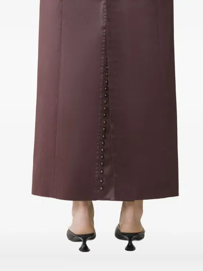 Lanvin Button-detail Midi Skirt In Brown