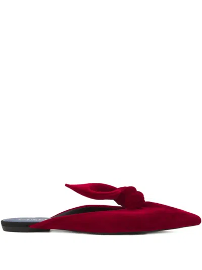 Lanvin Knotted Velvet-texture Mules In Red