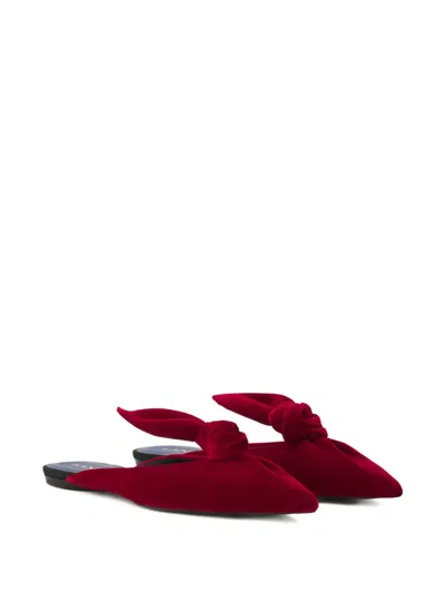 Lanvin Knotted Velvet-texture Mules In Red