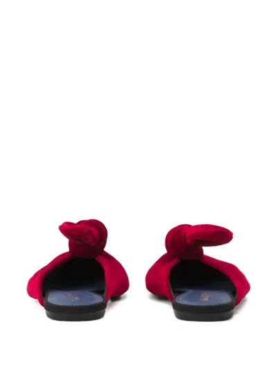 Lanvin Knotted Velvet-texture Mules In Red