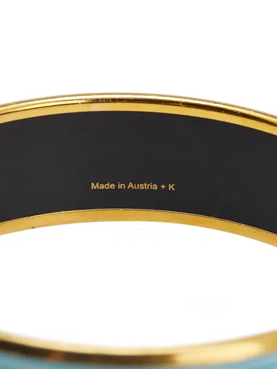 Pre-owned Hermes 20th Century Wide Petits Chevaux De Hongrie Enamel Bangle 62 Costume Bracelet In Blue