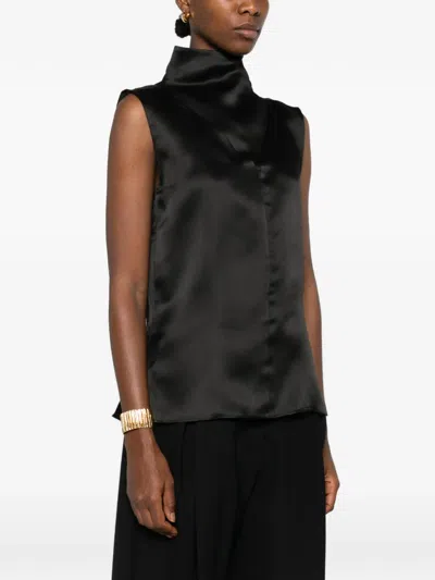 Mark Kenly Domino Tan High-neck Top In Black