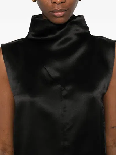 Mark Kenly Domino Tan High-neck Top In Black