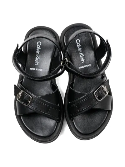 Calvin Klein Buckle-strap Sandals In Black
