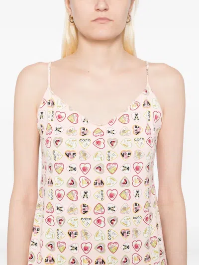 Pre-owned Chanel 2006 Heart-print Camisole In Pink