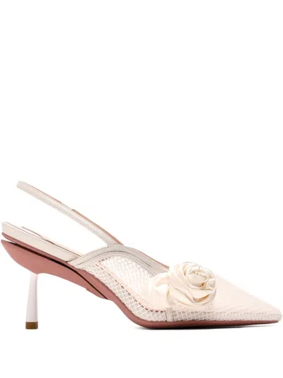 Vice Versa 95mm Blossom Rose-detail Pumps In White