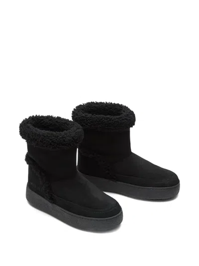 Moon Boot Sherpa-trimmed Platform Boots In Black