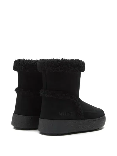 Moon Boot Sherpa-trimmed Platform Boots In Black