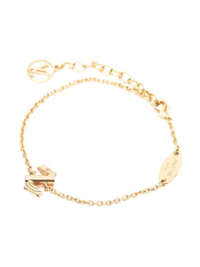 Pre-owned Louis Vuitton 2015 Gold Plated Brass Lv & Me S Bracelet Costume Bracelet