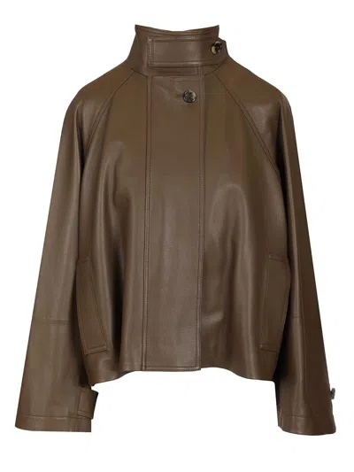 Loewe Short Parka Jackets Green In Brown