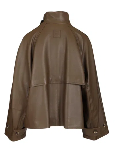 Loewe Short Parka Jackets Green In Brown