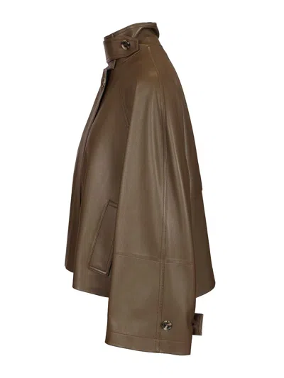 Loewe Short Parka Jackets Green In Brown