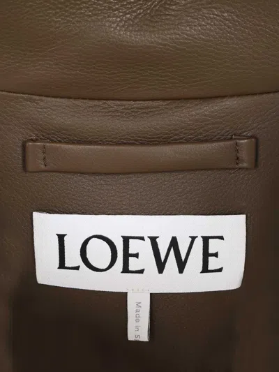 Loewe Short Parka Jackets Green In Brown