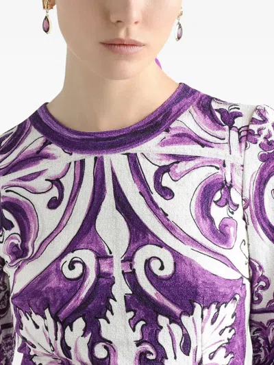 Dolce & Gabbana Short Printed Dress In Purple