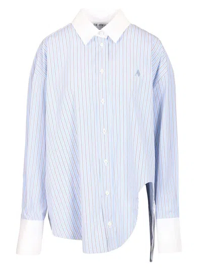 Attico Striped Cotton Shirt Shirts Light Blue In White