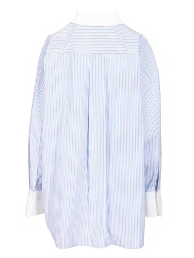 Attico Striped Cotton Shirt Shirts Light Blue In White