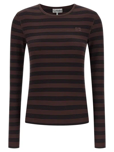 Ganni Striped Sweater T-shirt Multicolor In Multi