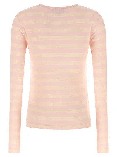 Ganni Striped Sweater T-shirt Pink In Pink