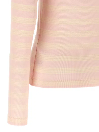 Ganni Striped Sweater T-shirt Pink In Pink