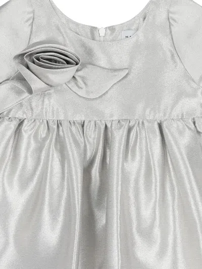 Mama Luma Satin-effect Rose-appliqué Dress In White