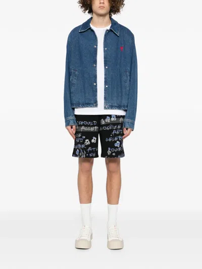 Ports V Printed Track Shorts In Black