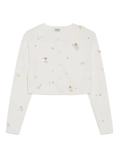 Simkhai Zadie Embellished Cropped Cardigan In White