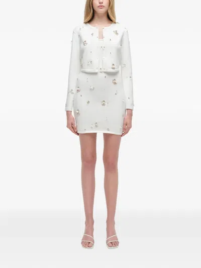 Simkhai Zadie Embellished Cropped Cardigan In White