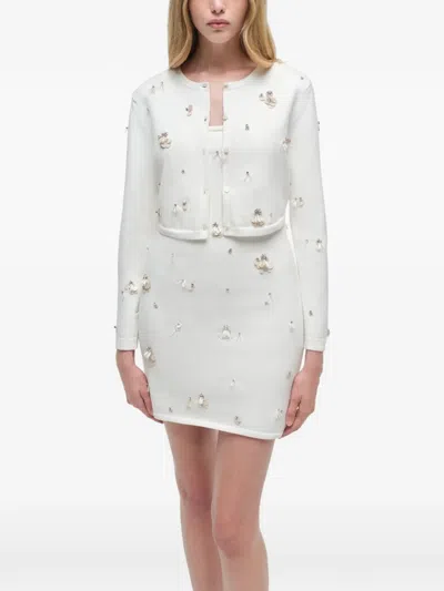 Simkhai Zadie Embellished Cropped Cardigan In White